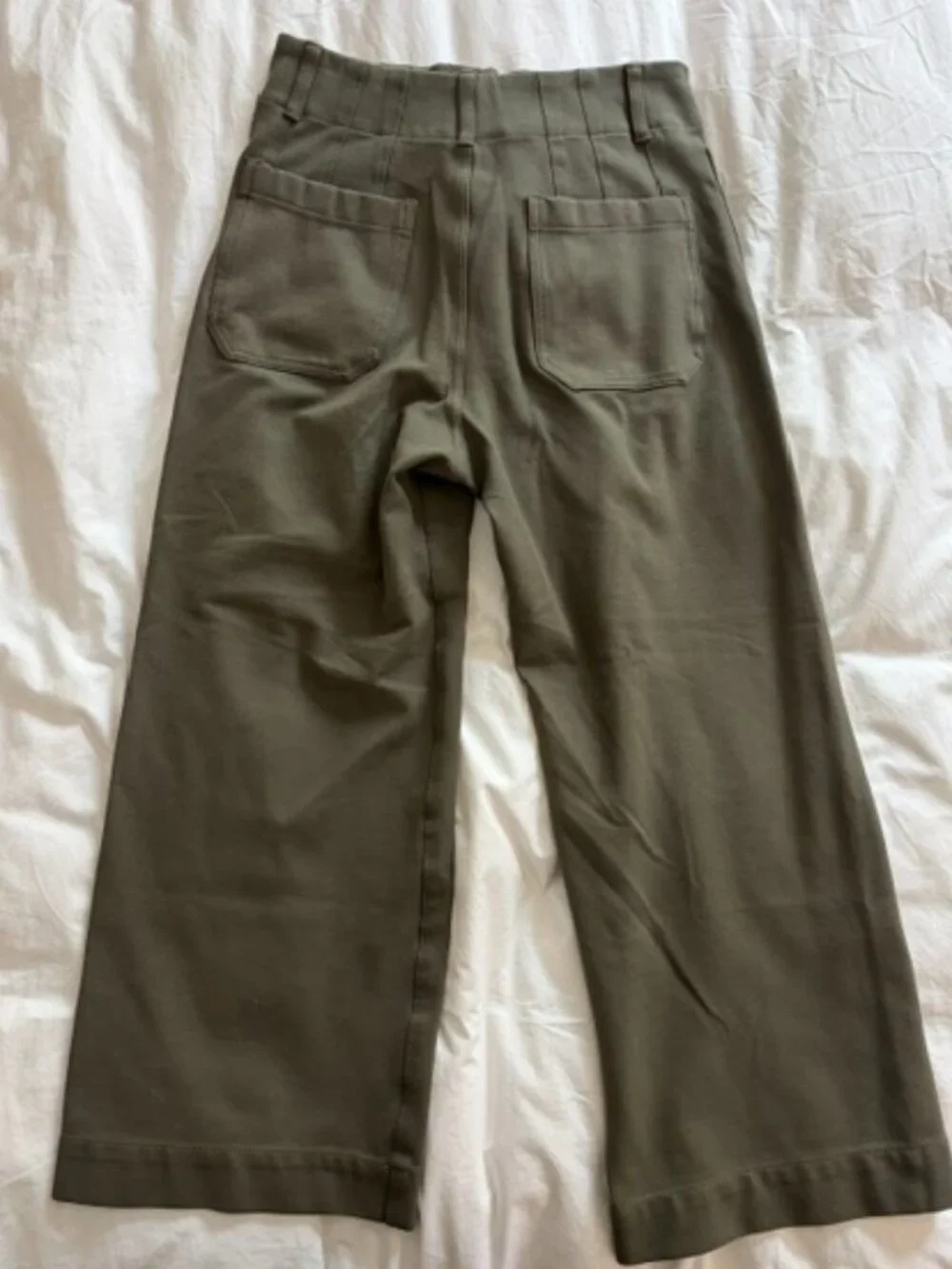 Anthropologie Maeve Colette Cropped Wide Leg Ponte Pants Size 28 Olive Green - Picture 3 of 5